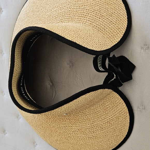 Helen Kaminski Mita packable Raffia Visor with black trim, elastic back - Picture 10 of 16